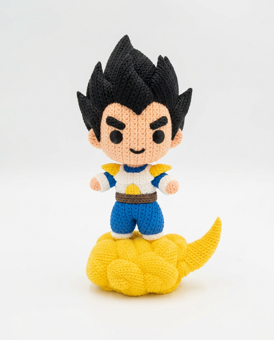 Saiyan Prince on Flying Cloud – 3D Printed Knit-Style Figure